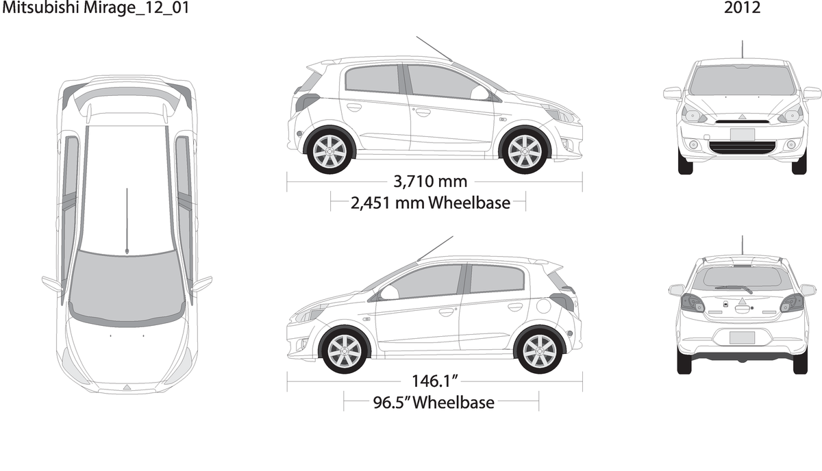 2012 Mitsubishi Mirage V01 Vehicle Wrap Template