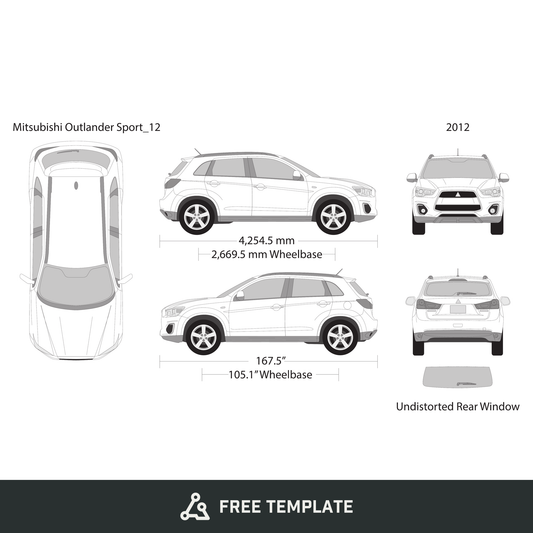 2012 Mitsubishi Outlander Sport free vector vehicle wrap template - GravBase