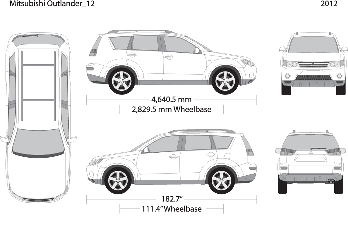 2012 Mitsubishi Outlander V12 Vehicle Wrap Template
