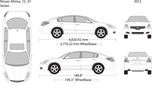 2012 Nissan Altima vector wrap template V01, Design-Ready PDF - GravBase