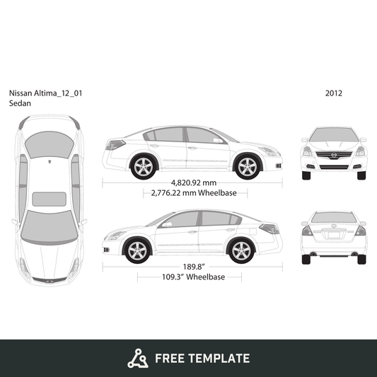 2012 Nissan Altima free vector vehicle wrap template - GravBase