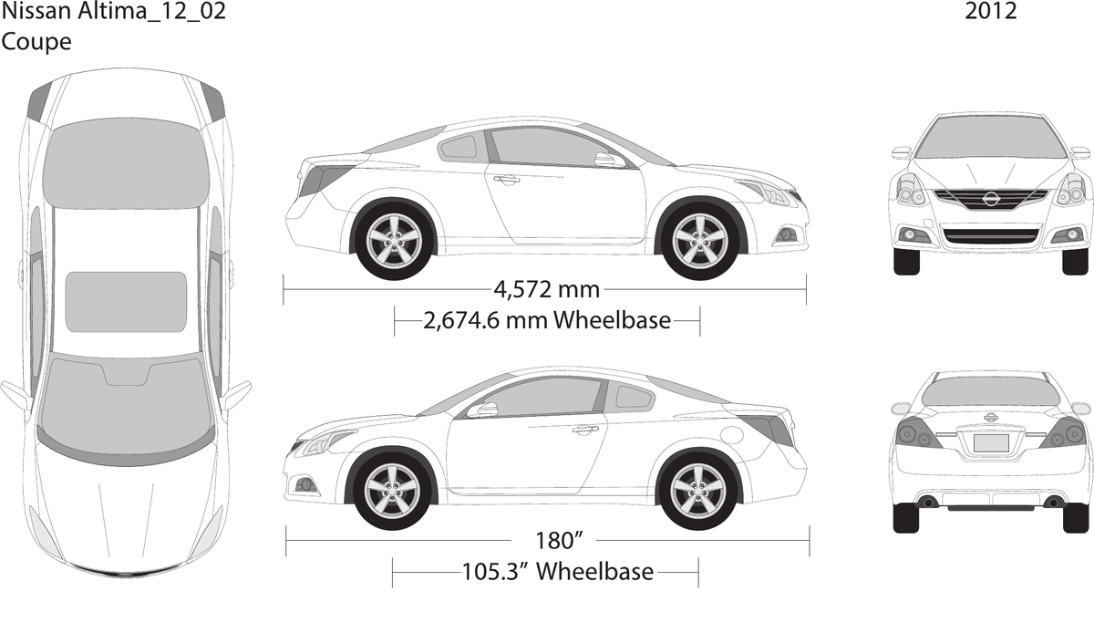 2012 Nissan Altima free vector vehicle wrap template - GravBase