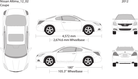 2012 Nissan Altima free vector vehicle wrap template - GravBase