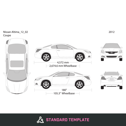 2012 Nissan Altima vector wrap template V02, Design-Ready PDF - GravBase