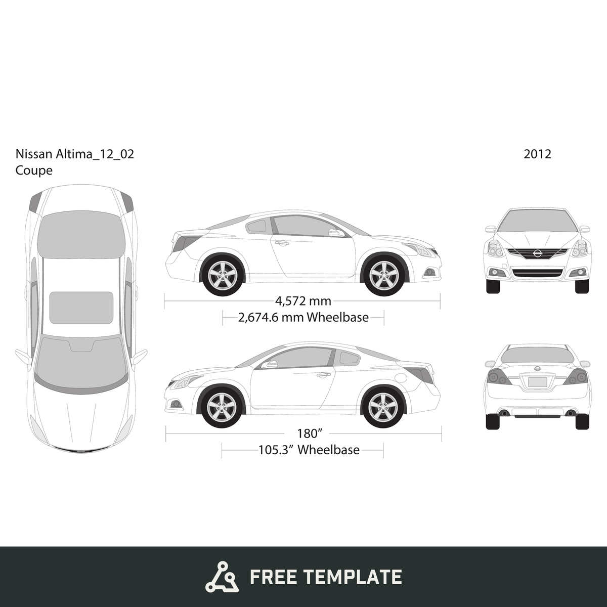 2012 Nissan Altima free vector vehicle wrap template - GravBase