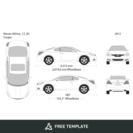2012 Nissan Altima free vector vehicle wrap template - GravBase
