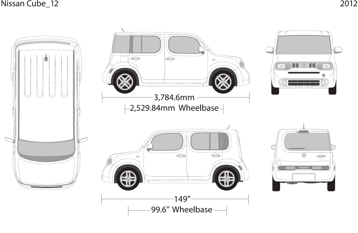 2012 Nissan Cube vector wrap template V01, Design-Ready PDF - GravBase