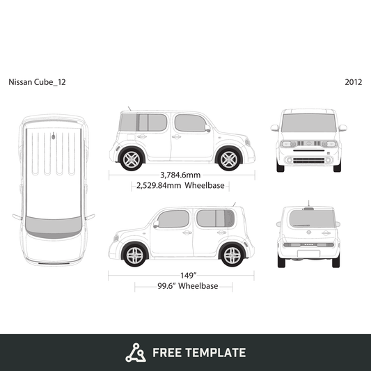 2012 Nissan Cube free vector vehicle wrap template - GravBase