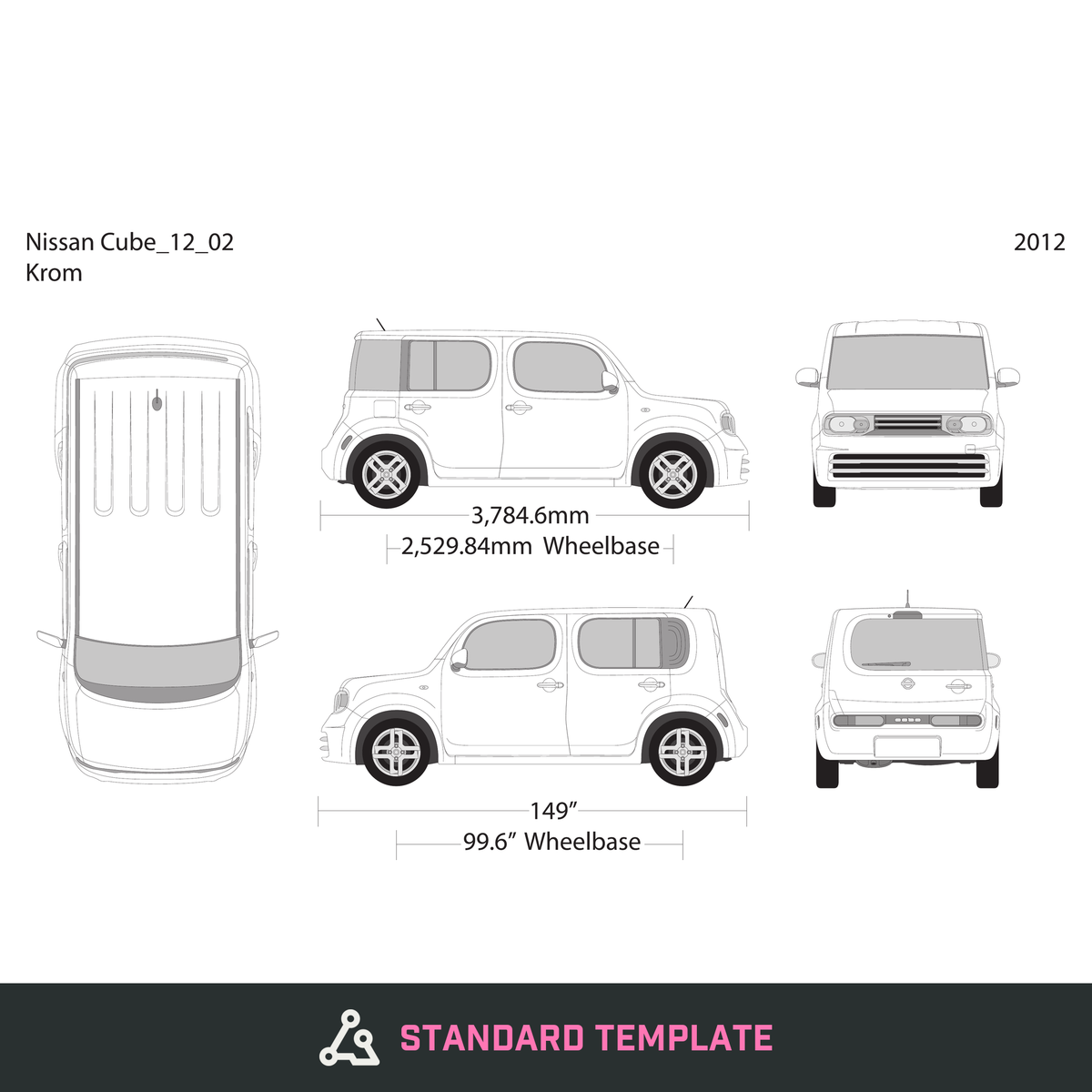 2012 Nissan Cube vector wrap template V02, Design-Ready PDF - GravBase