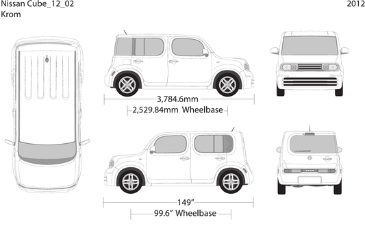 2012 Nissan Cube vector wrap template V02, Design-Ready PDF - GravBase