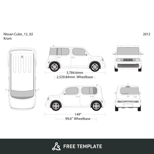 2012 Nissan Cube free vector vehicle wrap template - GravBase