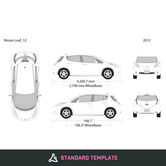 2012 Nissan Leaf vector wrap template, Design-Ready PDF - GravBase
