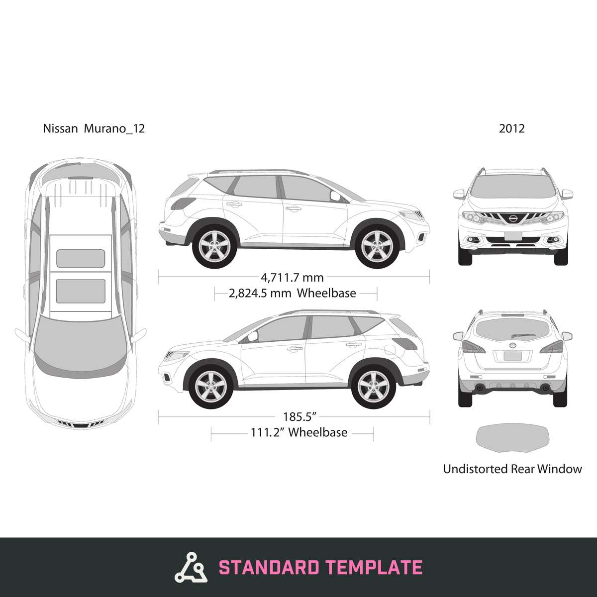 2012 Nissan Murano vector wrap template V01, Design-Ready PDF - GravBase