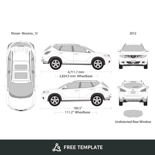 2012 Nissan Murano free vector vehicle wrap template - GravBase