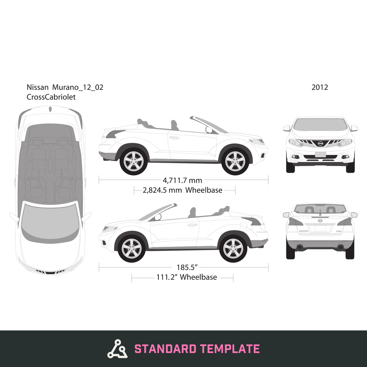 2012 Nissan Murano vector wrap template V02, Design-Ready PDF - GravBase