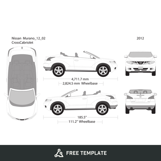2012 Nissan Murano free vector vehicle wrap template - GravBase