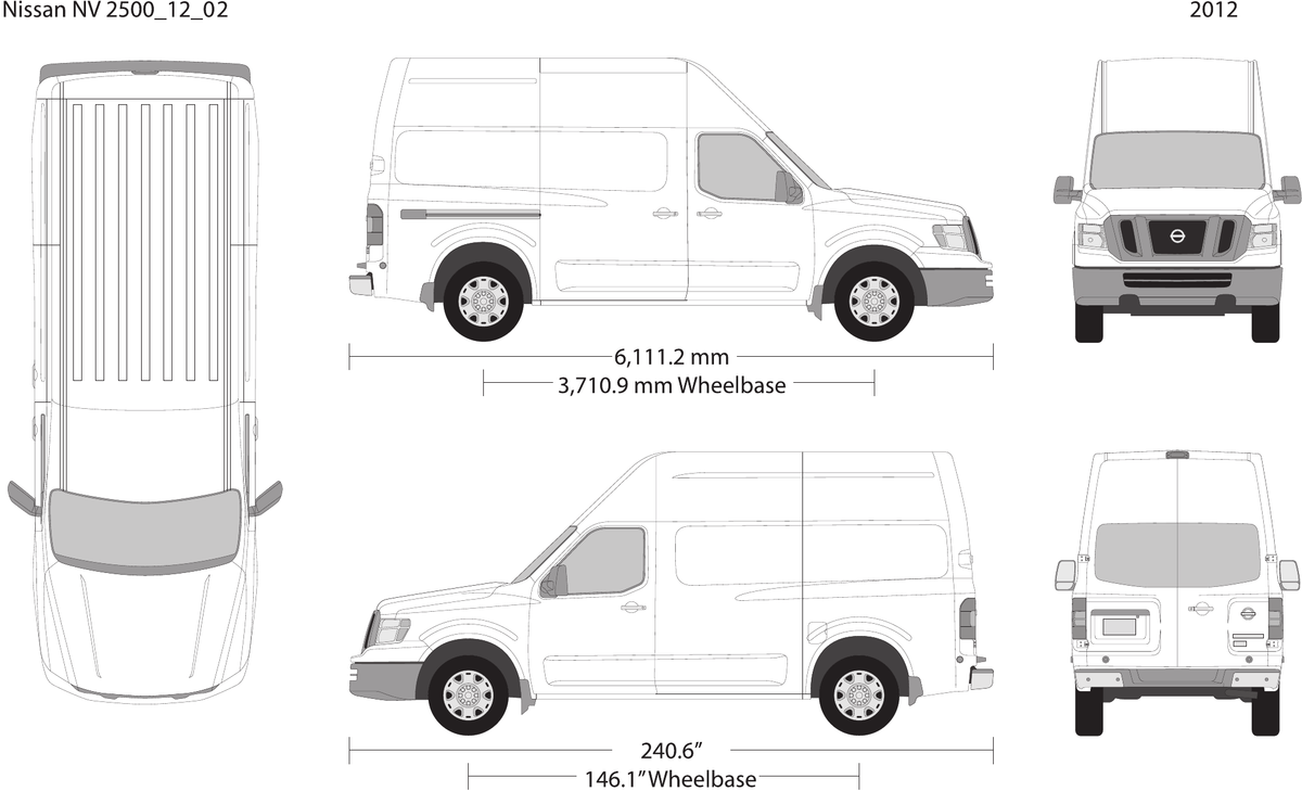 2012 Nissan NV 2500 vector wrap template V02, Design-Ready PDF - GravBase