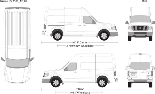 2012 Nissan NV 2500 vector wrap template V02, Design-Ready PDF - GravBase