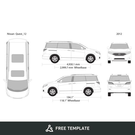2012 Nissan Quest free vector vehicle wrap template - GravBase