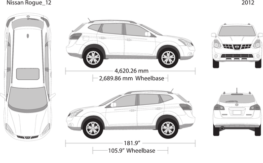 2012 Nissan Rogue vector wrap template, Design-Ready PDF - GravBase