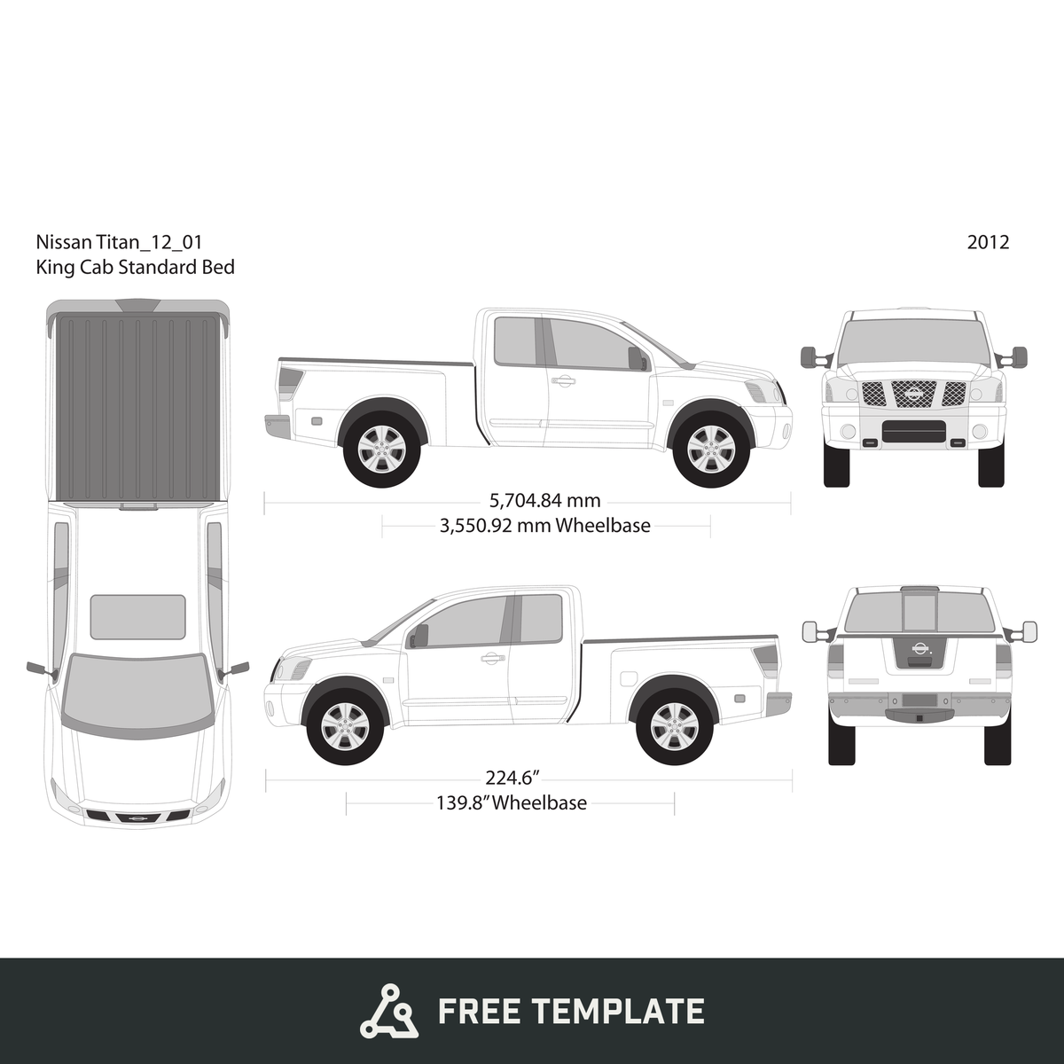 2012 Nissan Titan free vector vehicle wrap template - GravBase