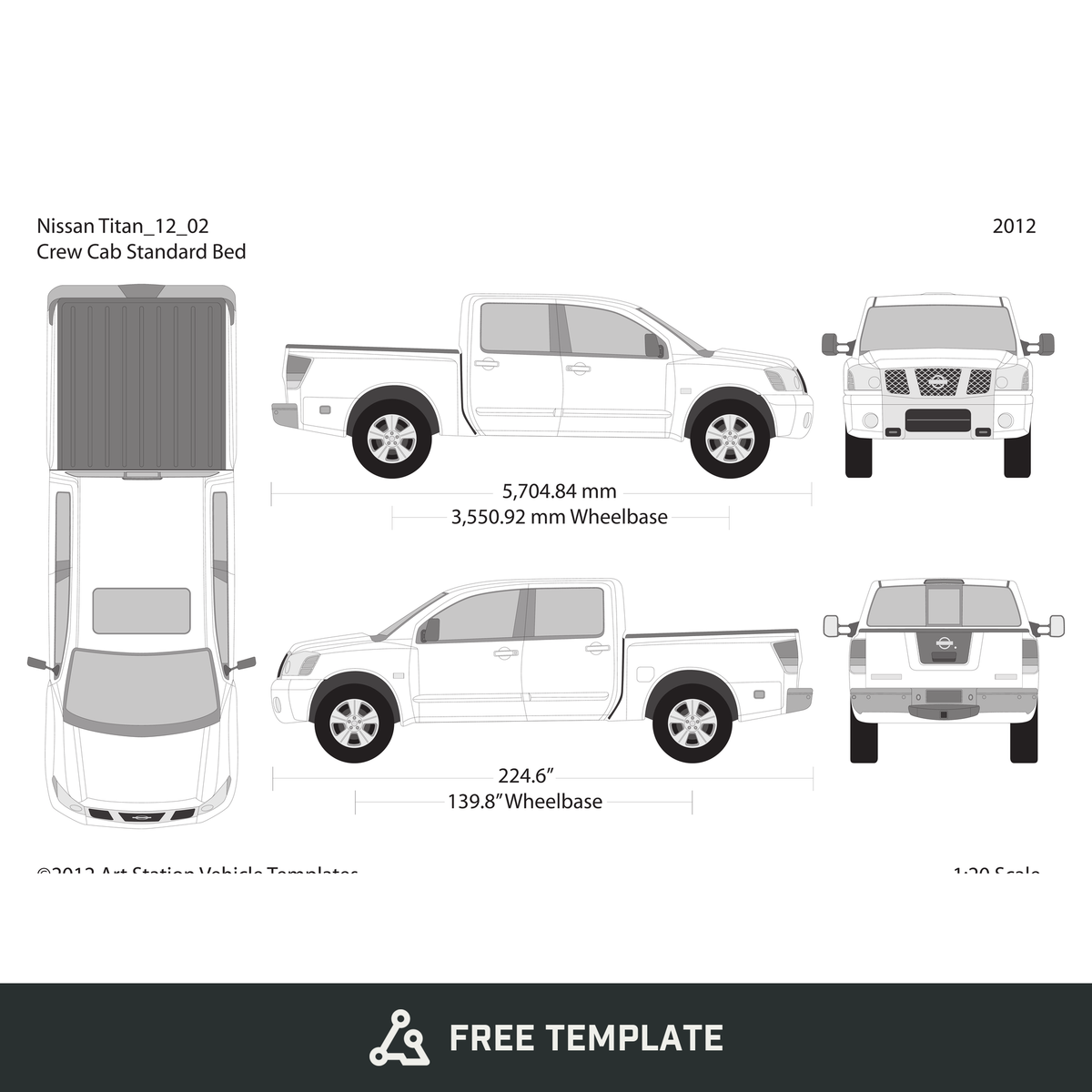 2012 Nissan Titan free vector vehicle wrap template - GravBase