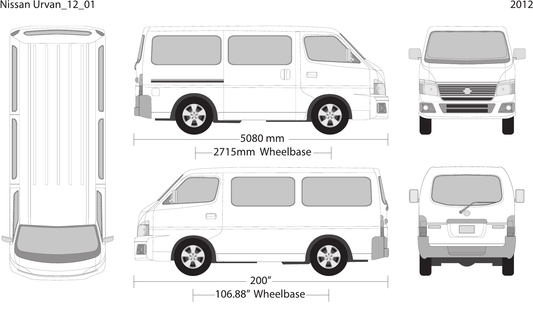 2012 Nissan Urvan vector wrap template V01, Design-Ready PDF - GravBase