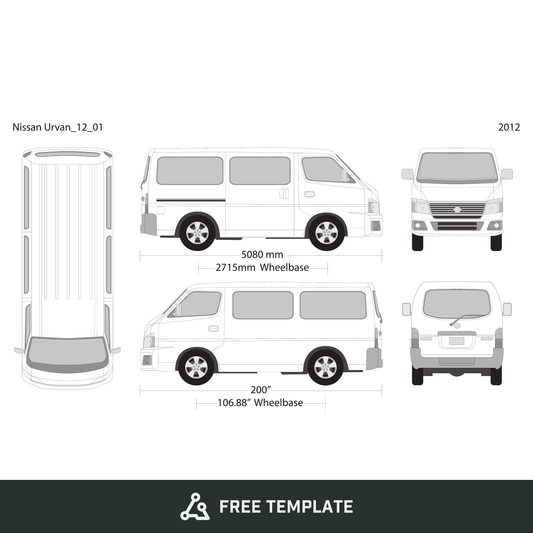 2012 Nissan Urvan free vector vehicle wrap template - GravBase