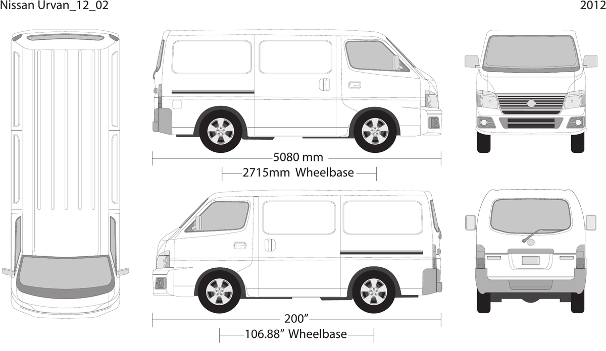 2012 Nissan Urvan vector wrap template V02, Design-Ready PDF - GravBase