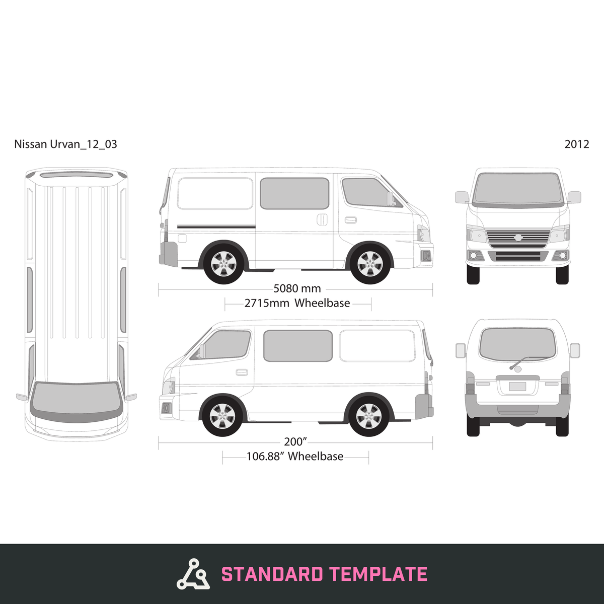 2012 Nissan Urvan vector wrap template V03, Design-Ready PDF - GravBase