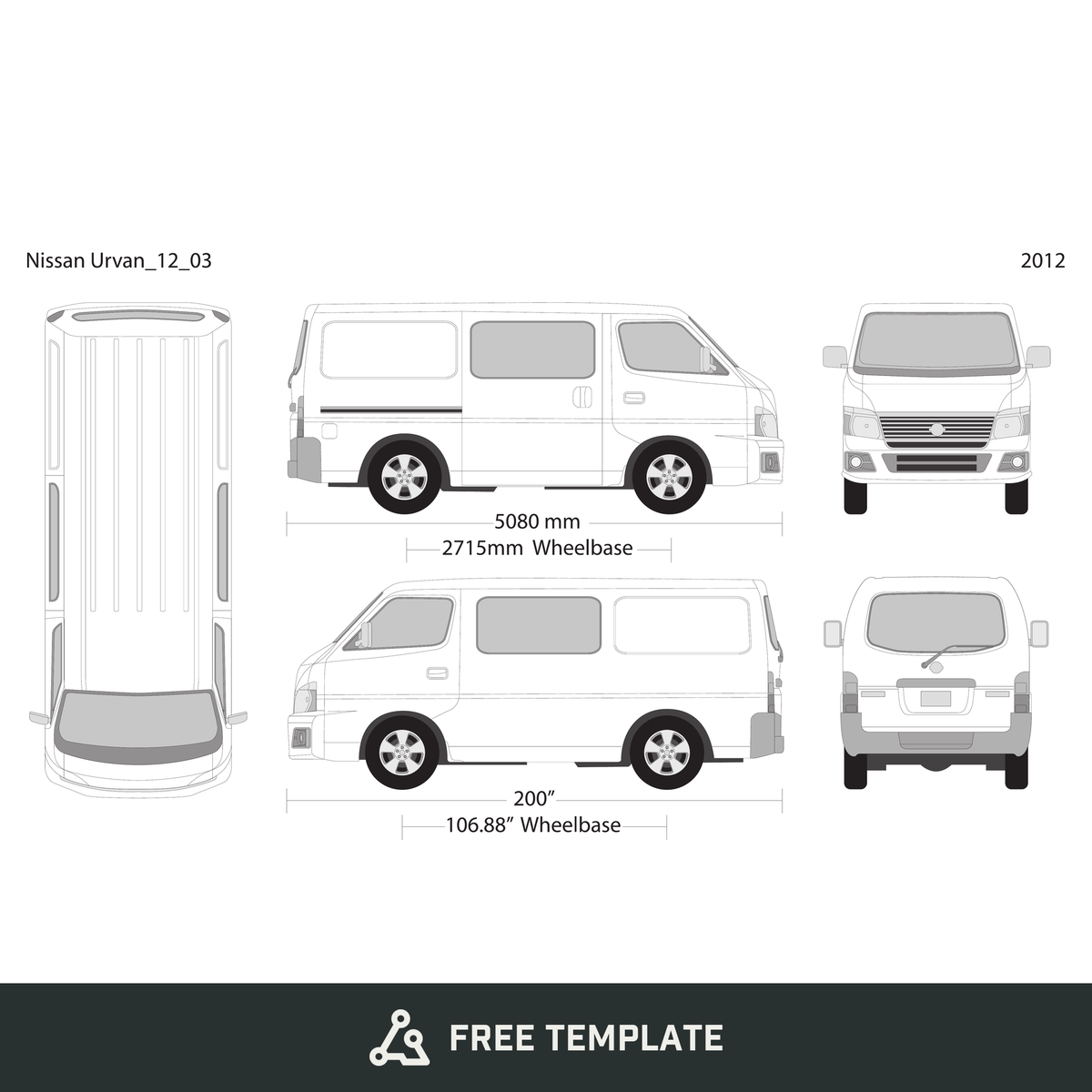2012 Nissan Urvan free vector vehicle wrap template - GravBase