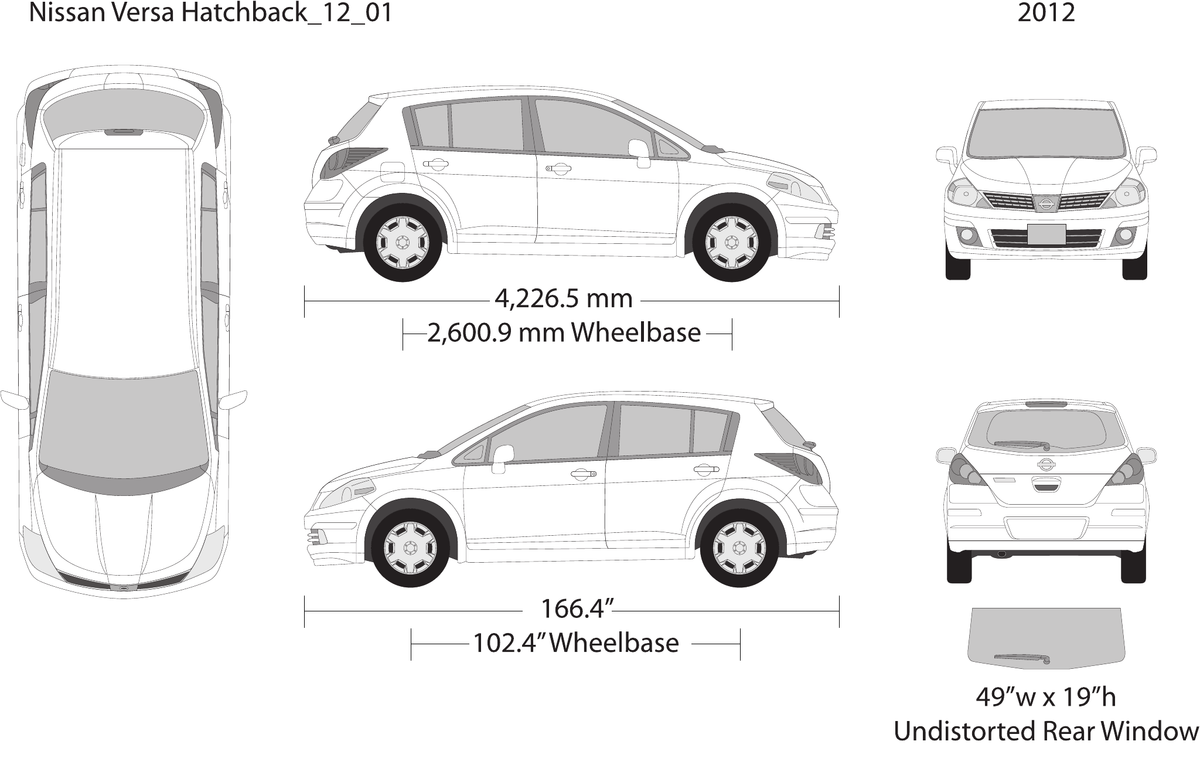 2012 Nissan Versa Hatchback vector wrap template, Design-Ready PDF - GravBase