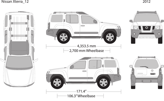 2012 Nissan Xterra Vector Wrap Template - GravBase