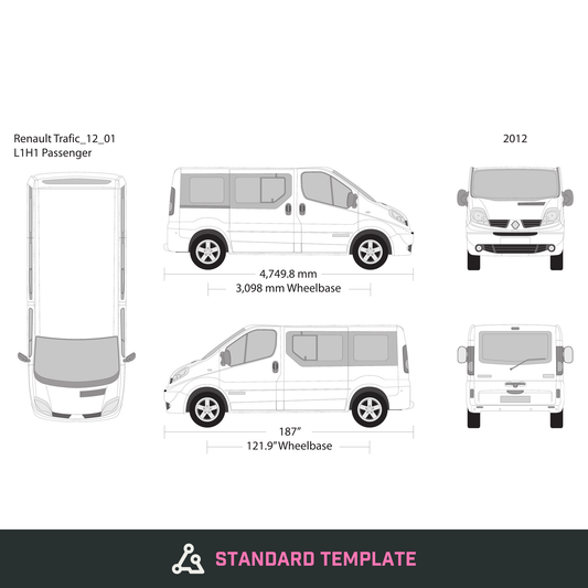 2012 Renault Trafic vector wrap template V01, Design-Ready PDF - GravBase