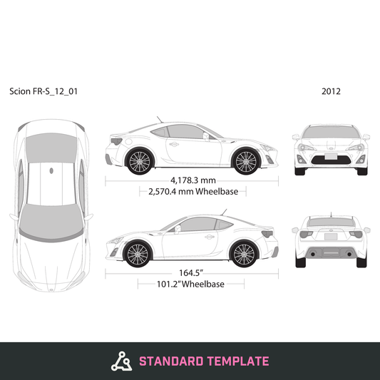 2012 Scion FR-S vector wrap template, Design-Ready PDF - GravBase