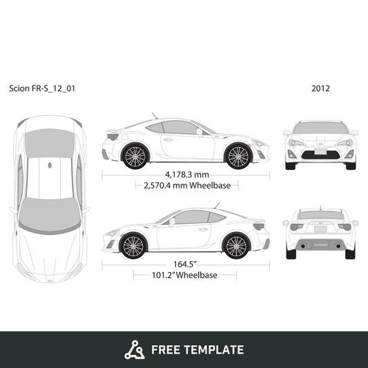 2012 Scion FR-S free vector vehicle wrap template - GravBase