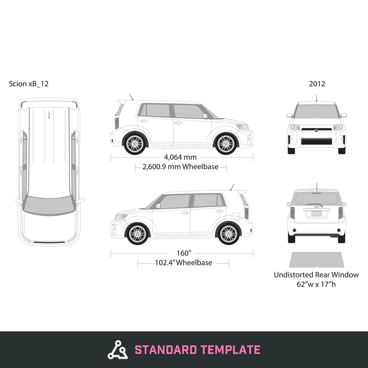 2012 Scion Xb vector wrap template, Design-Ready PDF - GravBase