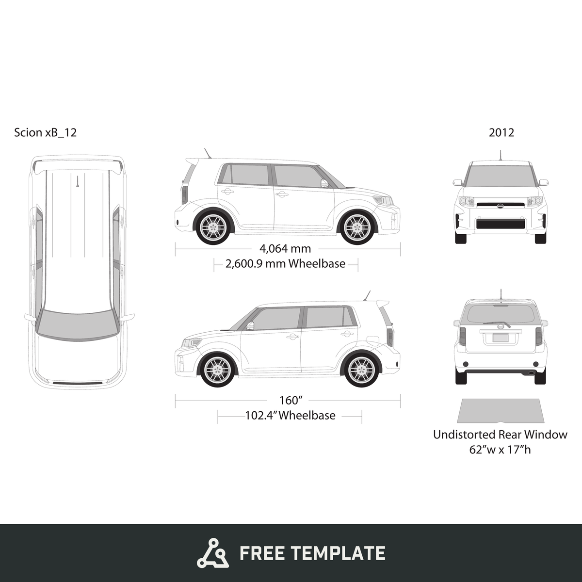 2012 Scion Xb free vector vehicle wrap template - GravBase