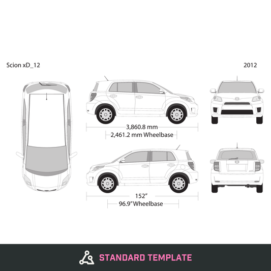 2012 Scion Xd vector wrap template, Design-Ready PDF - GravBase