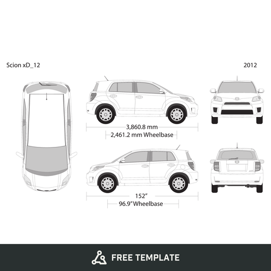 2012 Scion Xd free vector vehicle wrap template - GravBase