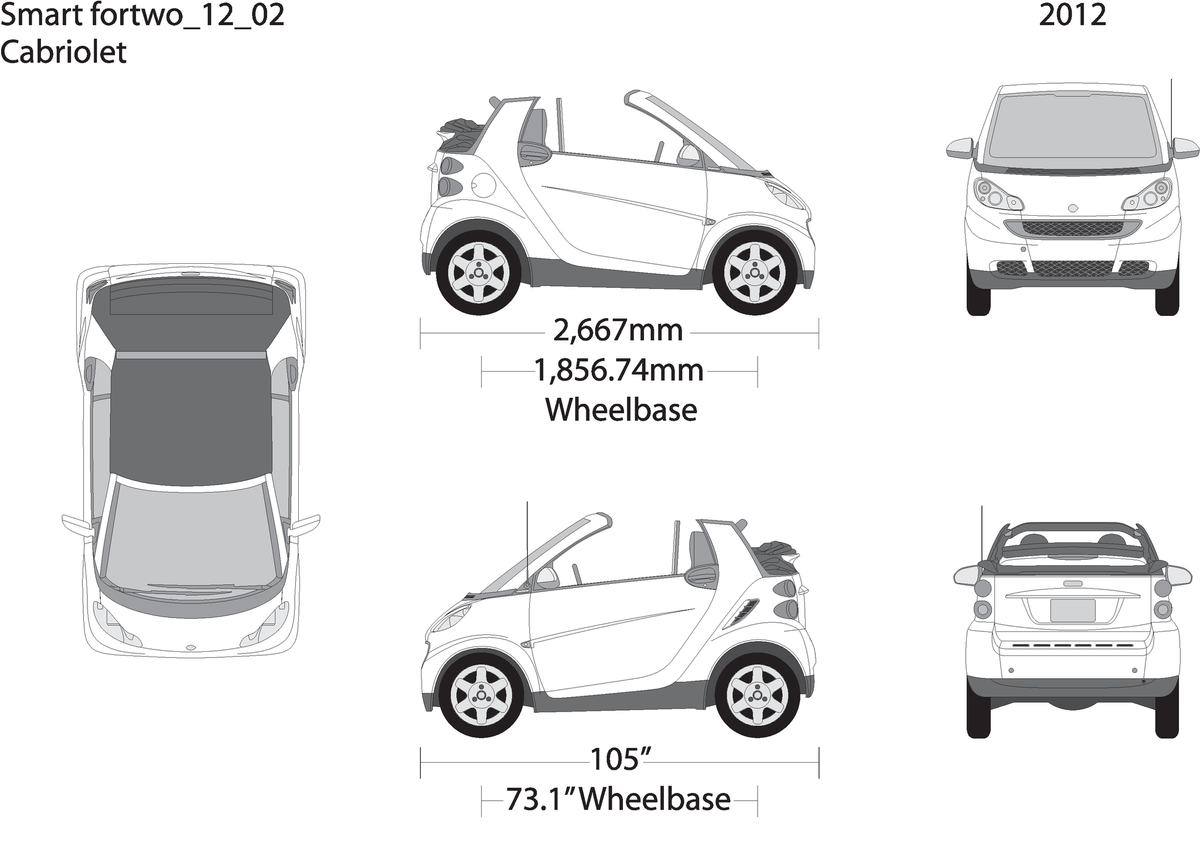 2012 Smart Fortwo Cabriolet V02 Vehicle Wrap Template