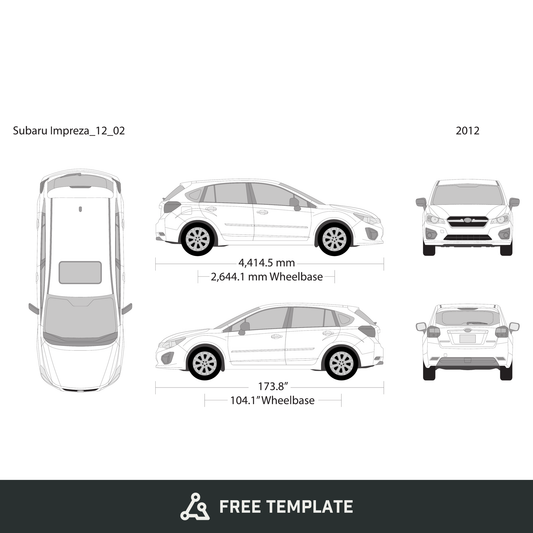 2012 Subaru Impreza free vector vehicle wrap template - GravBase