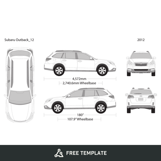 2012 Subaru Outback free vector vehicle wrap template - GravBase