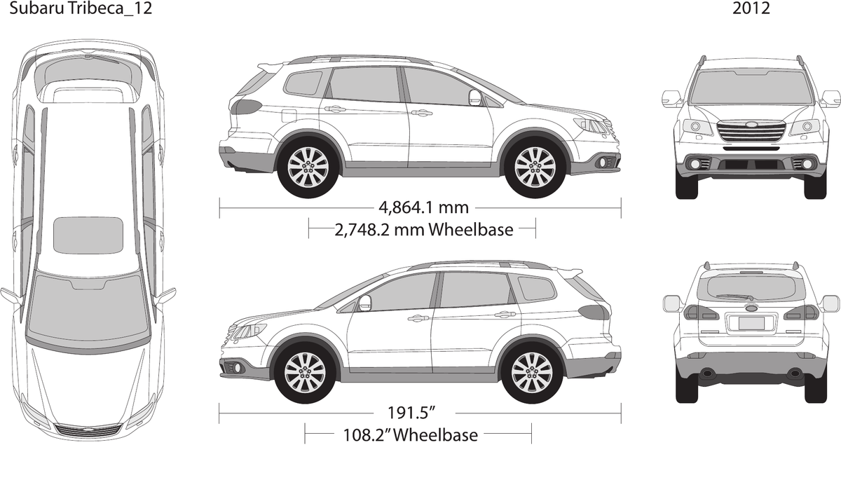 2012 Subaru Tribeca vector wrap template, Design-Ready PDF - GravBase