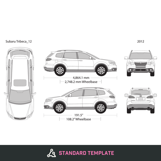 2012 Subaru Tribeca vector wrap template, Design-Ready PDF - GravBase