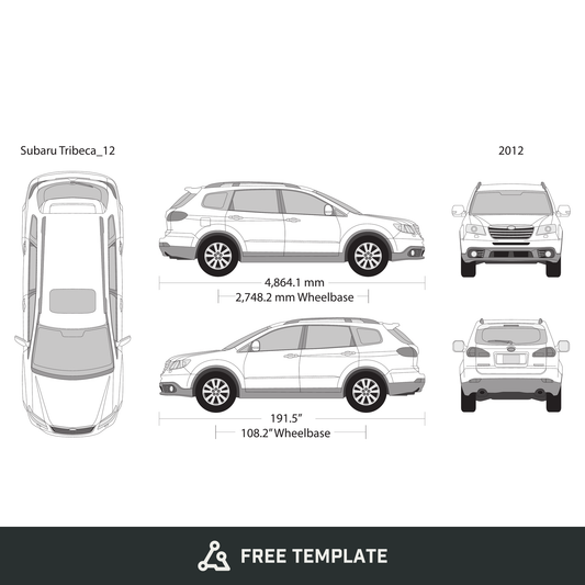 2012 Subaru Tribeca free vector vehicle wrap template - GravBase