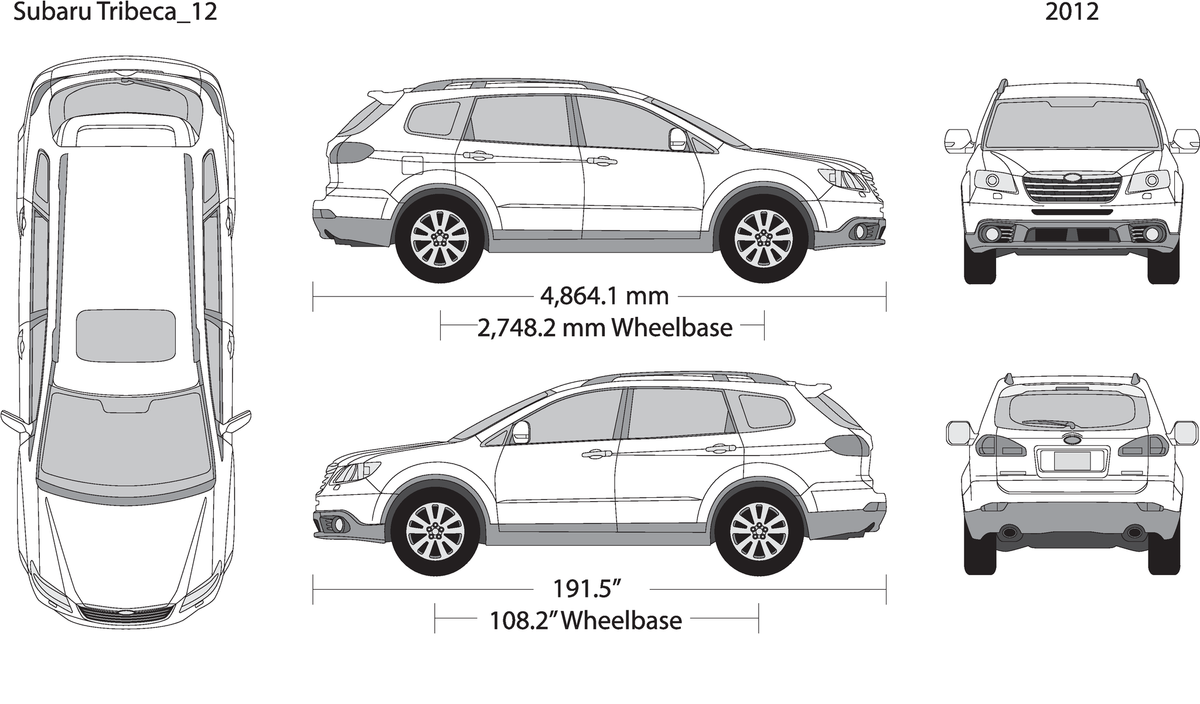 2012 Subaru Tribeca V12 Vehicle Wrap Template