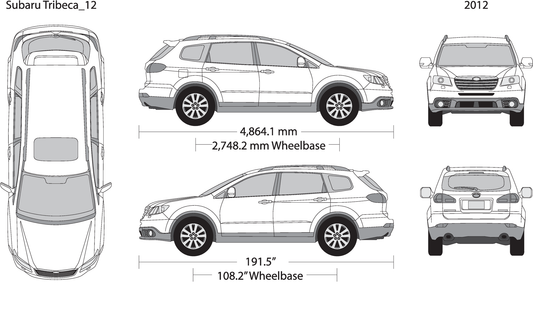 2012 Subaru Tribeca V12 Vehicle Wrap Template