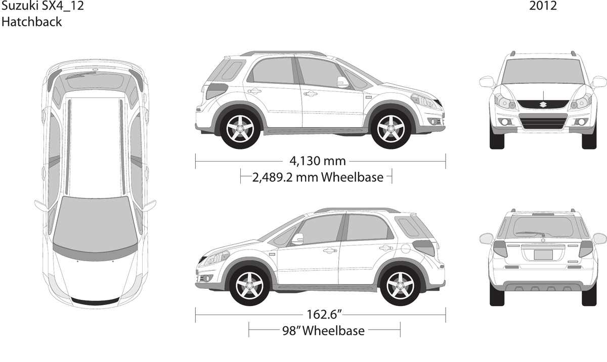 2012 Suzuki SX4 vector wrap template, Design-Ready PDF - GravBase