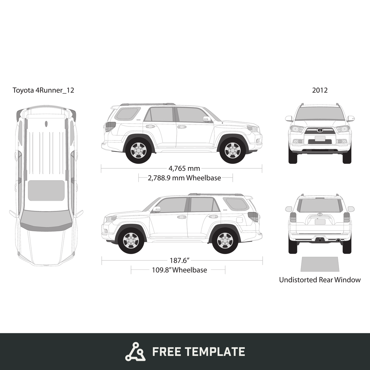 2012 Toyota 4 Runner free vector vehicle wrap template - GravBase